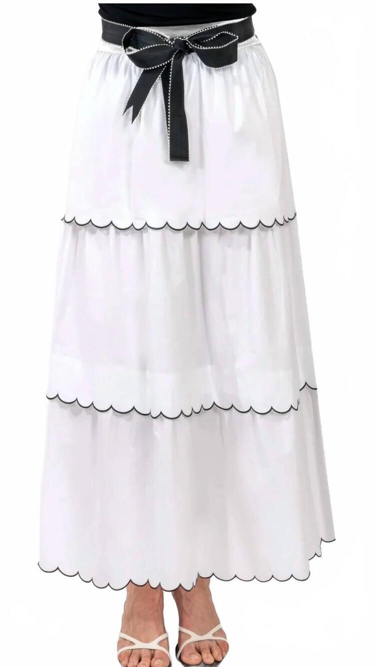 NEW GRETCHEN SCOTT scalloppini skirt in white